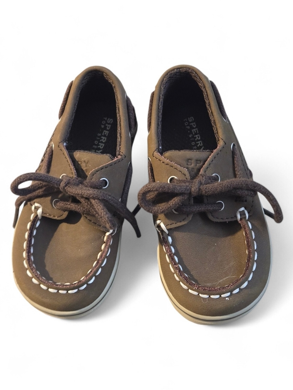 Sperry Kids Intrepid Brown Top Sliders Boat Shoes Toddler size 4M Leather Upper